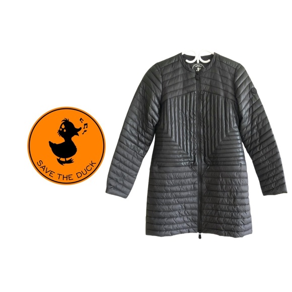 Save The Duck | Black Puffer w/ Faux Leather Inserts | Size 1 (S) - Picture 1 of 12